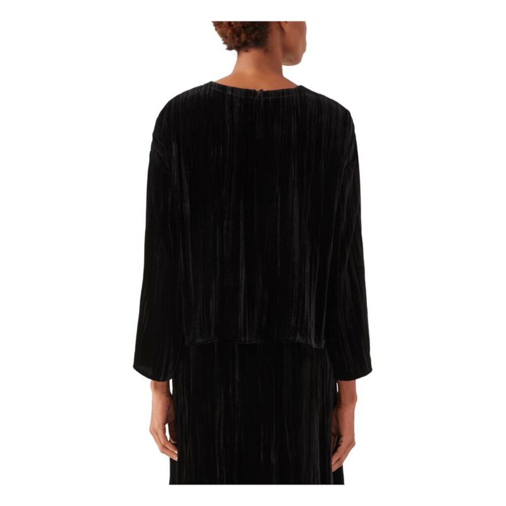EILEEN FISHER Womens Black Long Sleeve Crew Neck Top Size: XS\TP - Picture 2 of 4